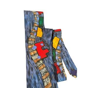 Save the Children Men's Tie Red w/ Trains Maureen Age 6 The Fast Choo Choo Train